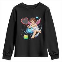 Funny Cupid Tennis Player Youth Sweatshirt Valentines Day Gift - Wonder Print Shop