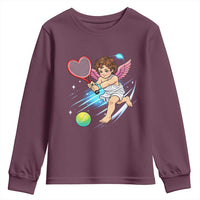 Funny Cupid Tennis Player Youth Sweatshirt Valentines Day Gift - Wonder Print Shop