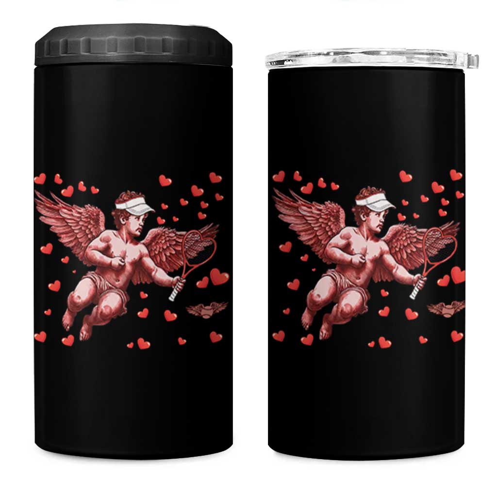 Cute Cupid Tennis Angel 4 in 1 Can Cooler Tumbler Valentines Day Gift - Wonder Print Shop