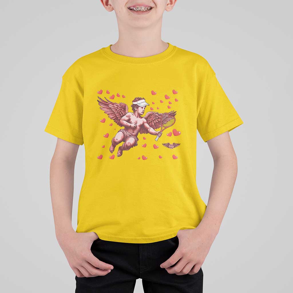 Cute Cupid Tennis Angel T Shirt For Kid Valentines Day Gift - Wonder Print Shop