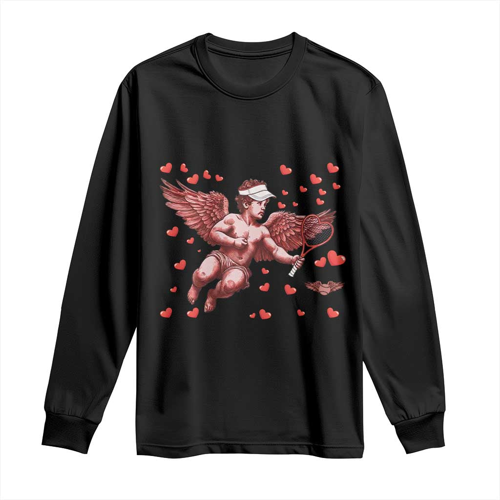 Cute Cupid Tennis Angel Long Sleeve Shirt Valentines Day Gift - Wonder Print Shop