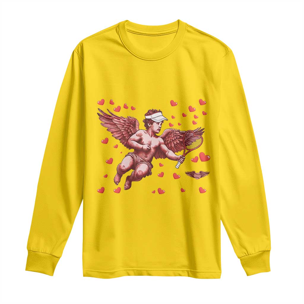Cute Cupid Tennis Angel Long Sleeve Shirt Valentines Day Gift - Wonder Print Shop
