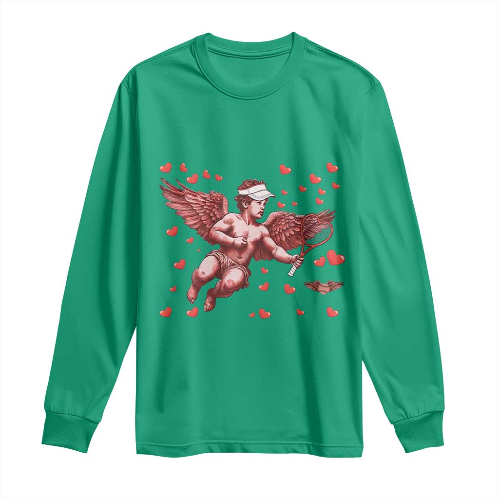 Cute Cupid Tennis Angel Long Sleeve Shirt Valentines Day Gift - Wonder Print Shop