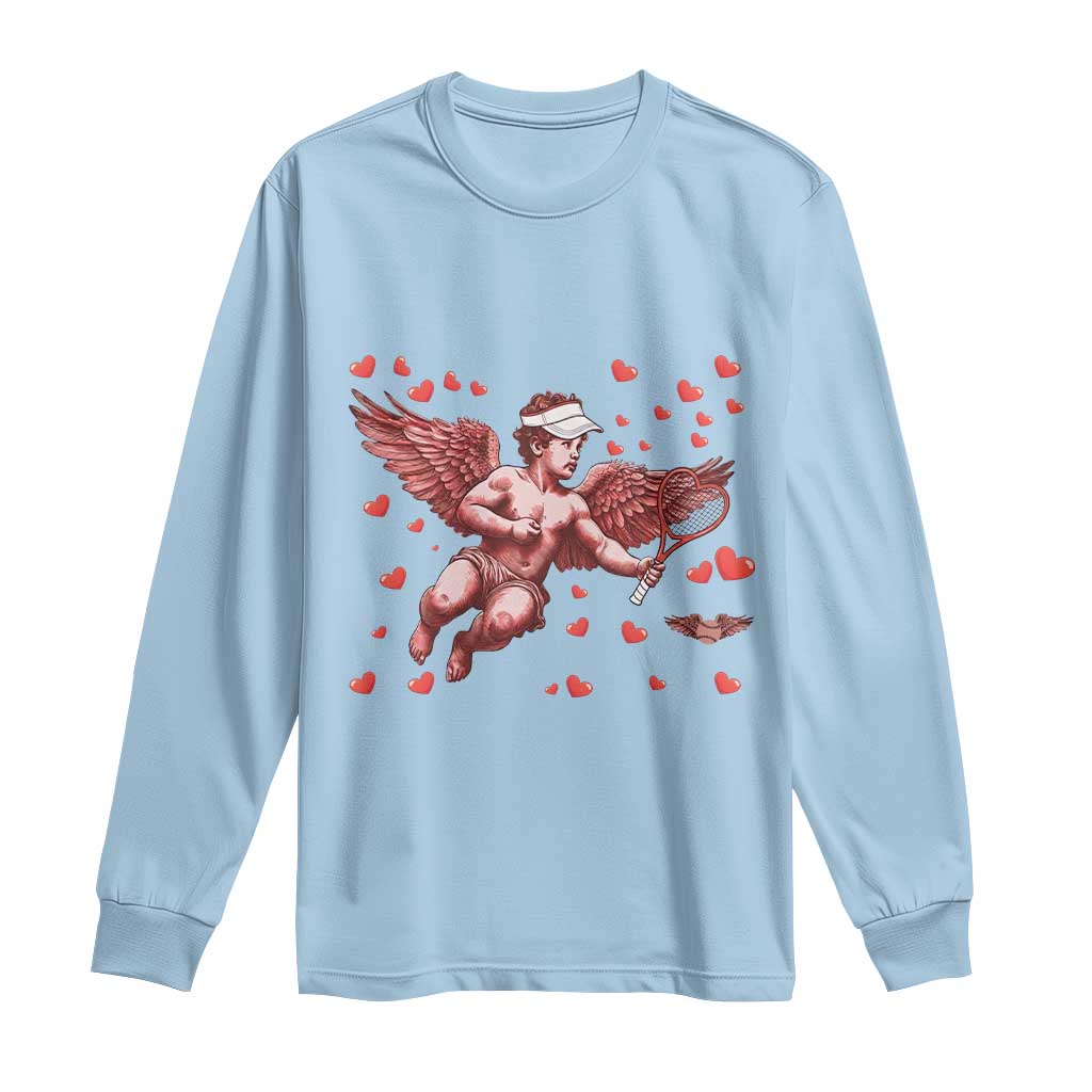 Cute Cupid Tennis Angel Long Sleeve Shirt Valentines Day Gift - Wonder Print Shop