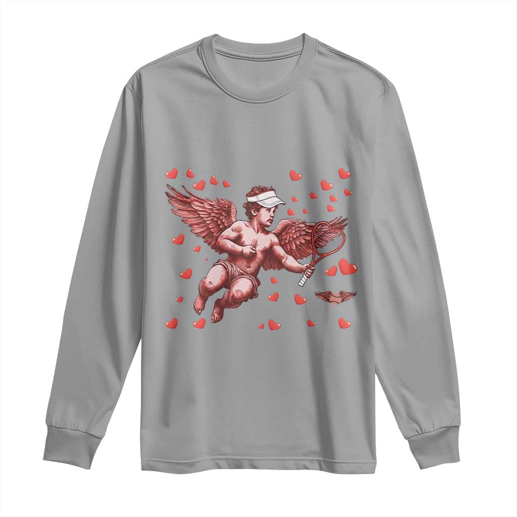 Cute Cupid Tennis Angel Long Sleeve Shirt Valentines Day Gift - Wonder Print Shop
