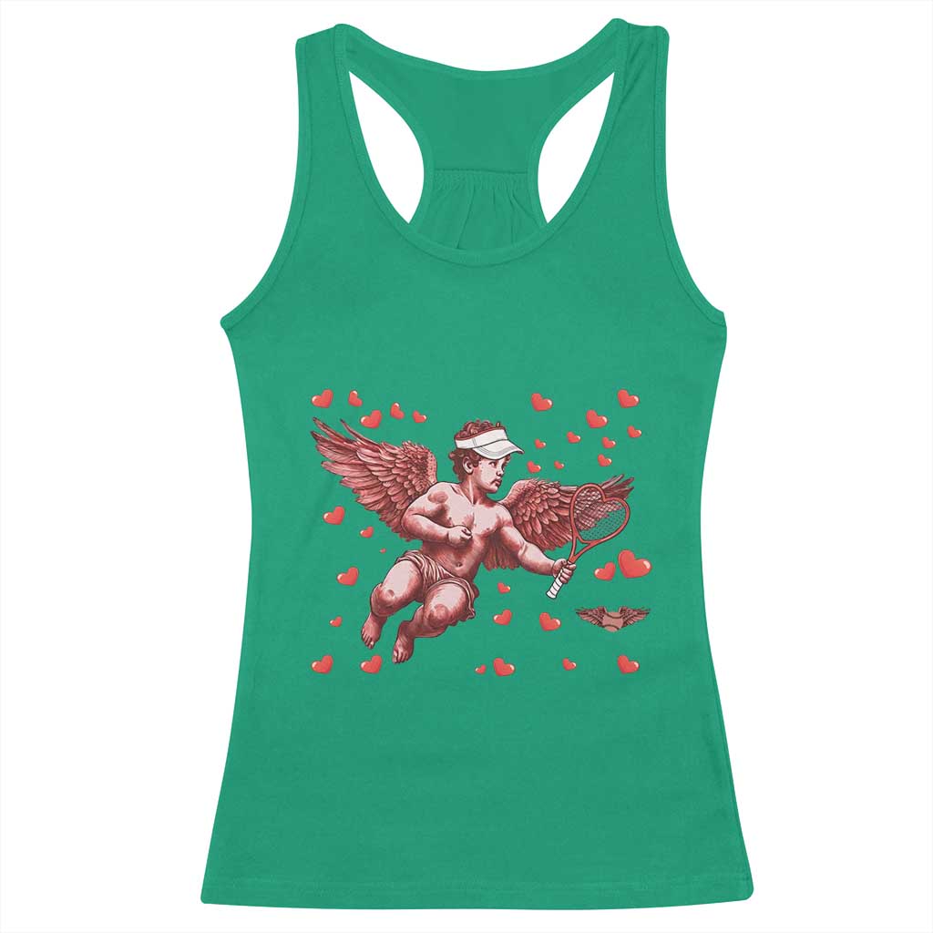 Cute Cupid Tennis Angel Racerback Tank Top Valentines Day Gift - Wonder Print Shop
