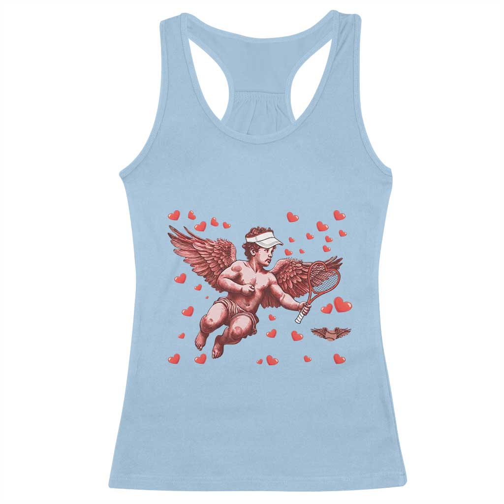 Cute Cupid Tennis Angel Racerback Tank Top Valentines Day Gift - Wonder Print Shop