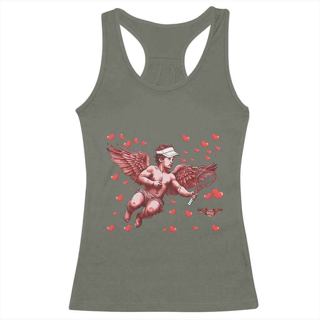 Cute Cupid Tennis Angel Racerback Tank Top Valentines Day Gift - Wonder Print Shop