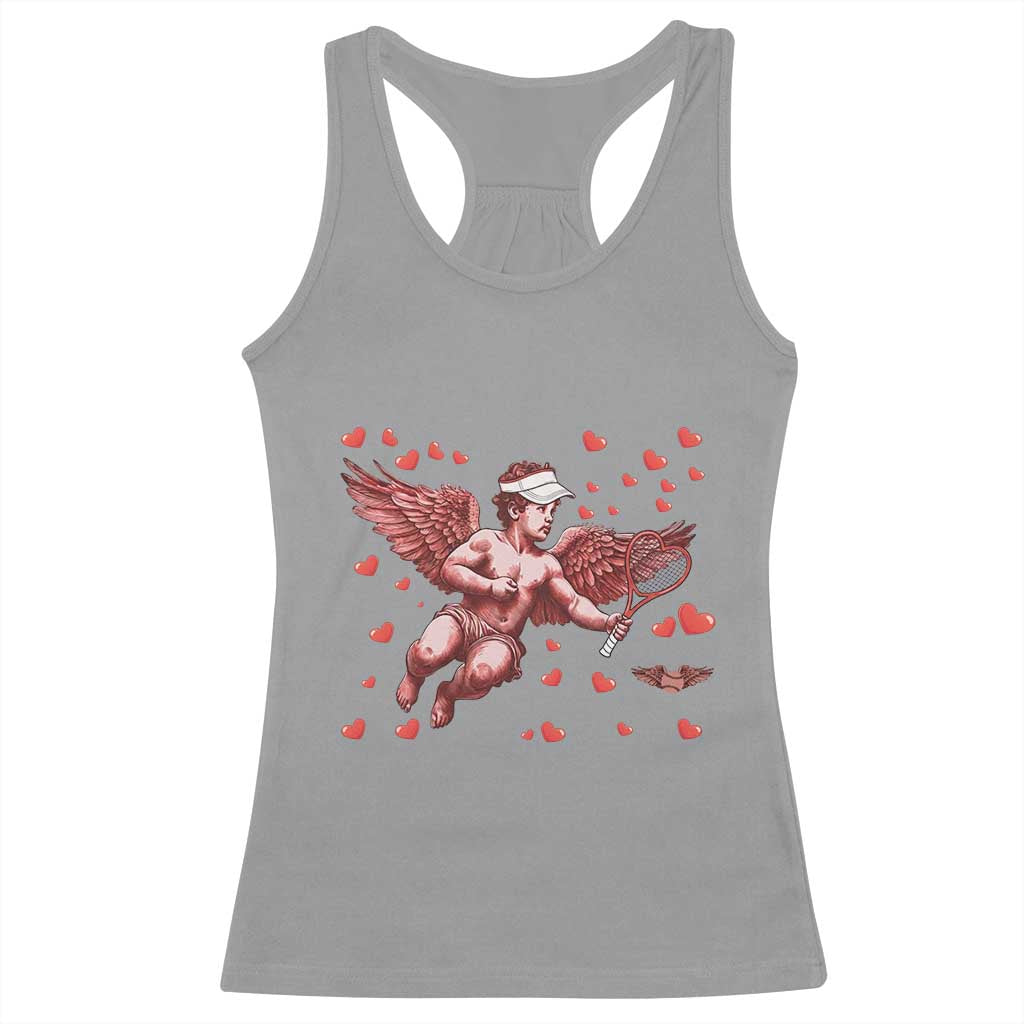 Cute Cupid Tennis Angel Racerback Tank Top Valentines Day Gift - Wonder Print Shop
