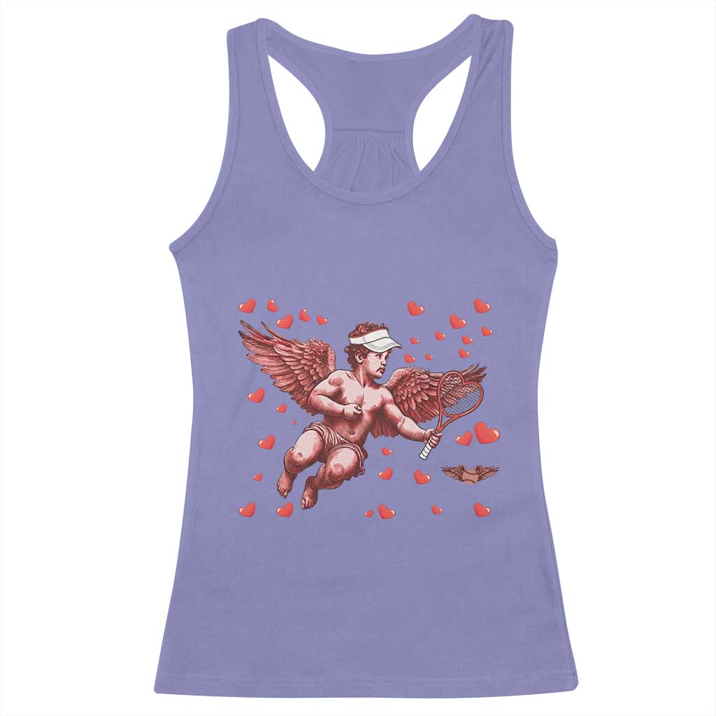 Cute Cupid Tennis Angel Racerback Tank Top Valentines Day Gift - Wonder Print Shop