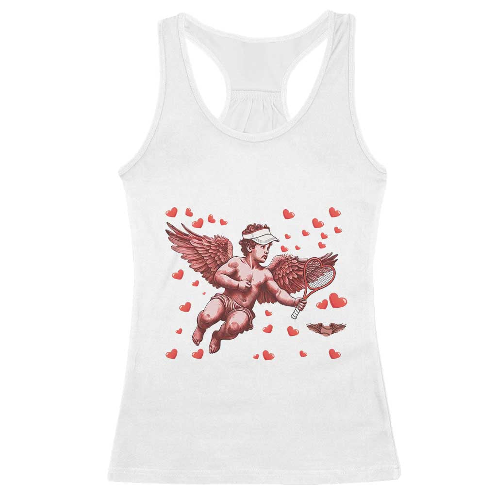 Cute Cupid Tennis Angel Racerback Tank Top Valentines Day Gift - Wonder Print Shop