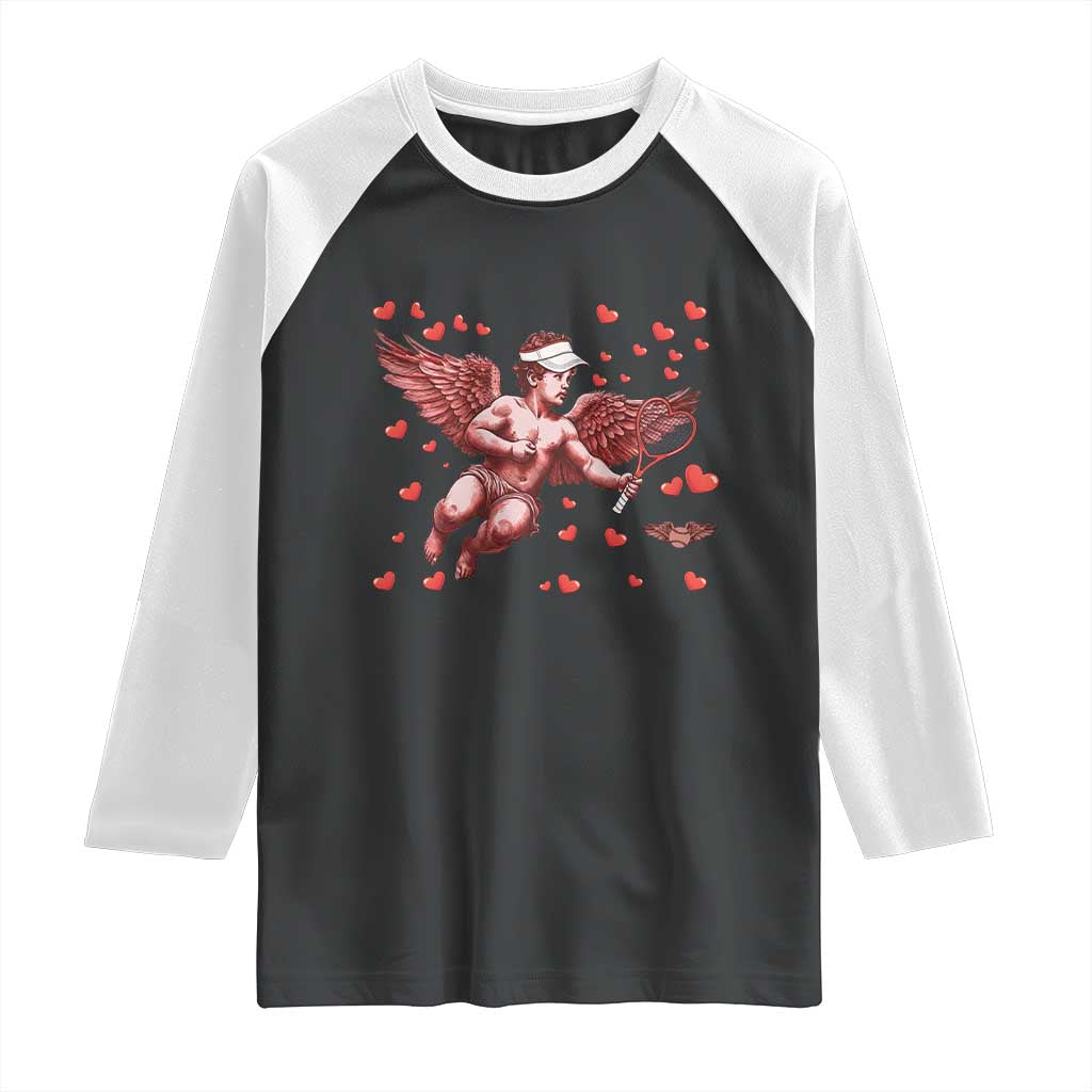 Cute Cupid Tennis Angel Raglan Shirt Valentines Day Gift - Wonder Print Shop