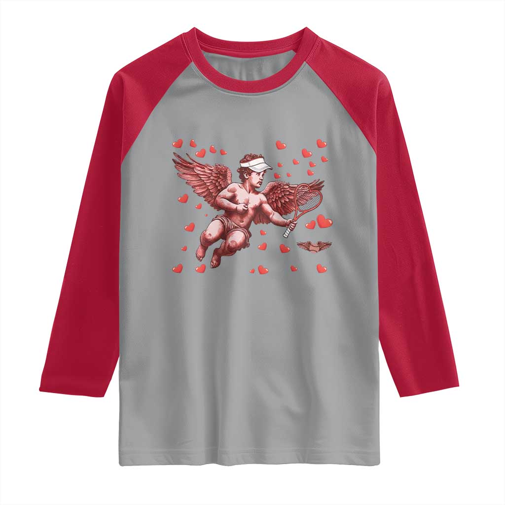 Cute Cupid Tennis Angel Raglan Shirt Valentines Day Gift - Wonder Print Shop