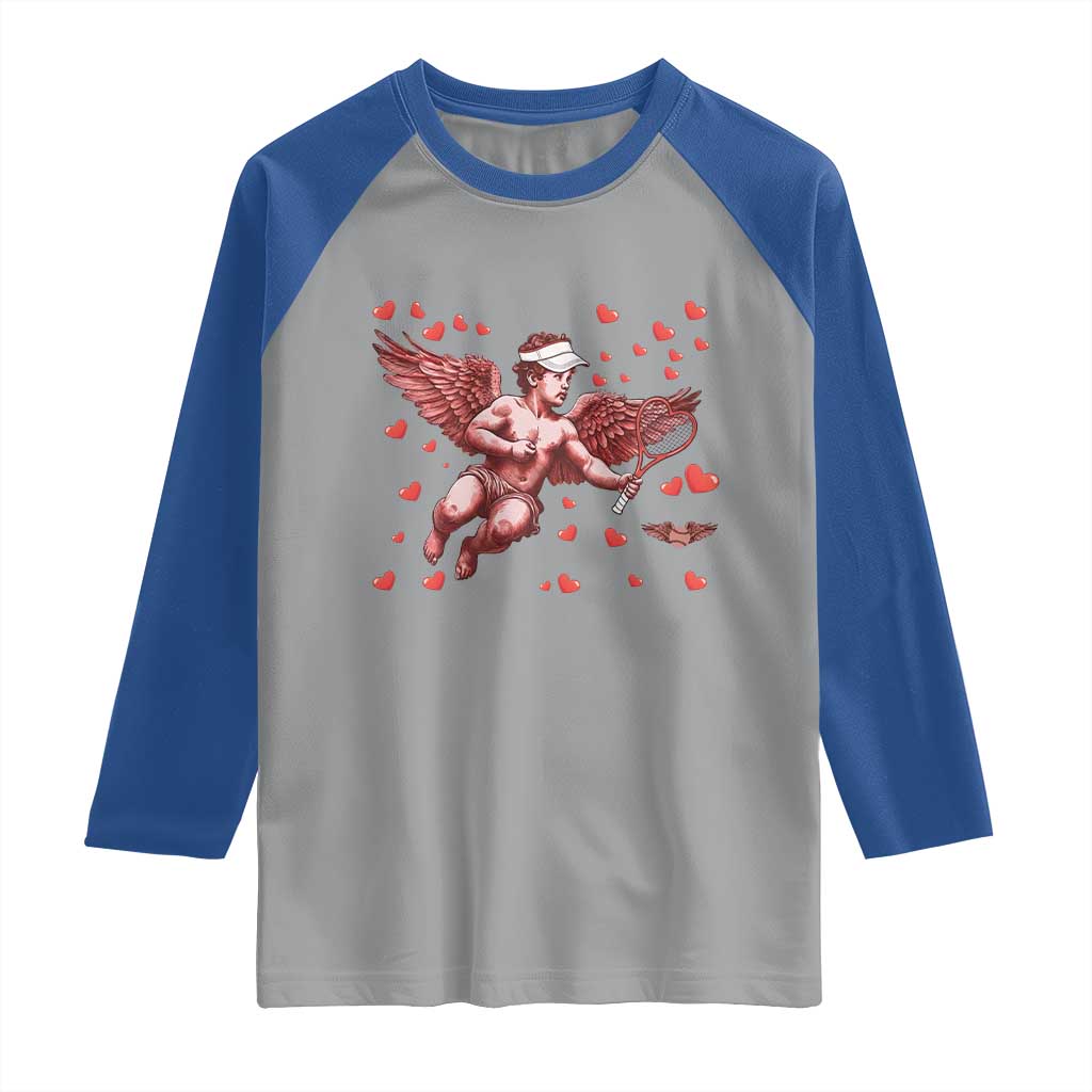 Cute Cupid Tennis Angel Raglan Shirt Valentines Day Gift - Wonder Print Shop