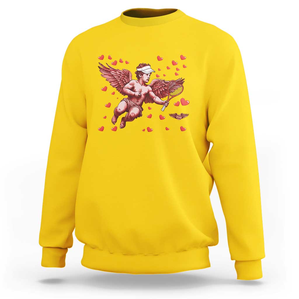 Cute Cupid Tennis Angel Sweatshirt Valentines Day Gift - Wonder Print Shop