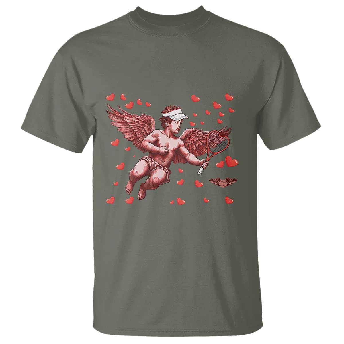 Cute Cupid Tennis Angel T Shirt Valentines Day Gift - Wonder Print Shop