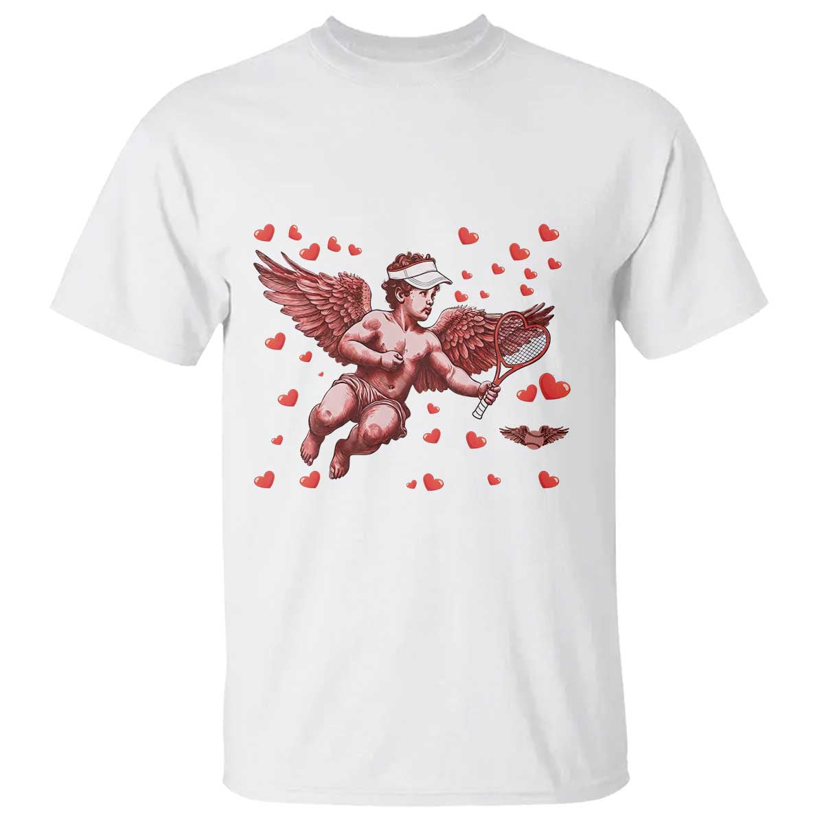Cute Cupid Tennis Angel T Shirt Valentines Day Gift - Wonder Print Shop