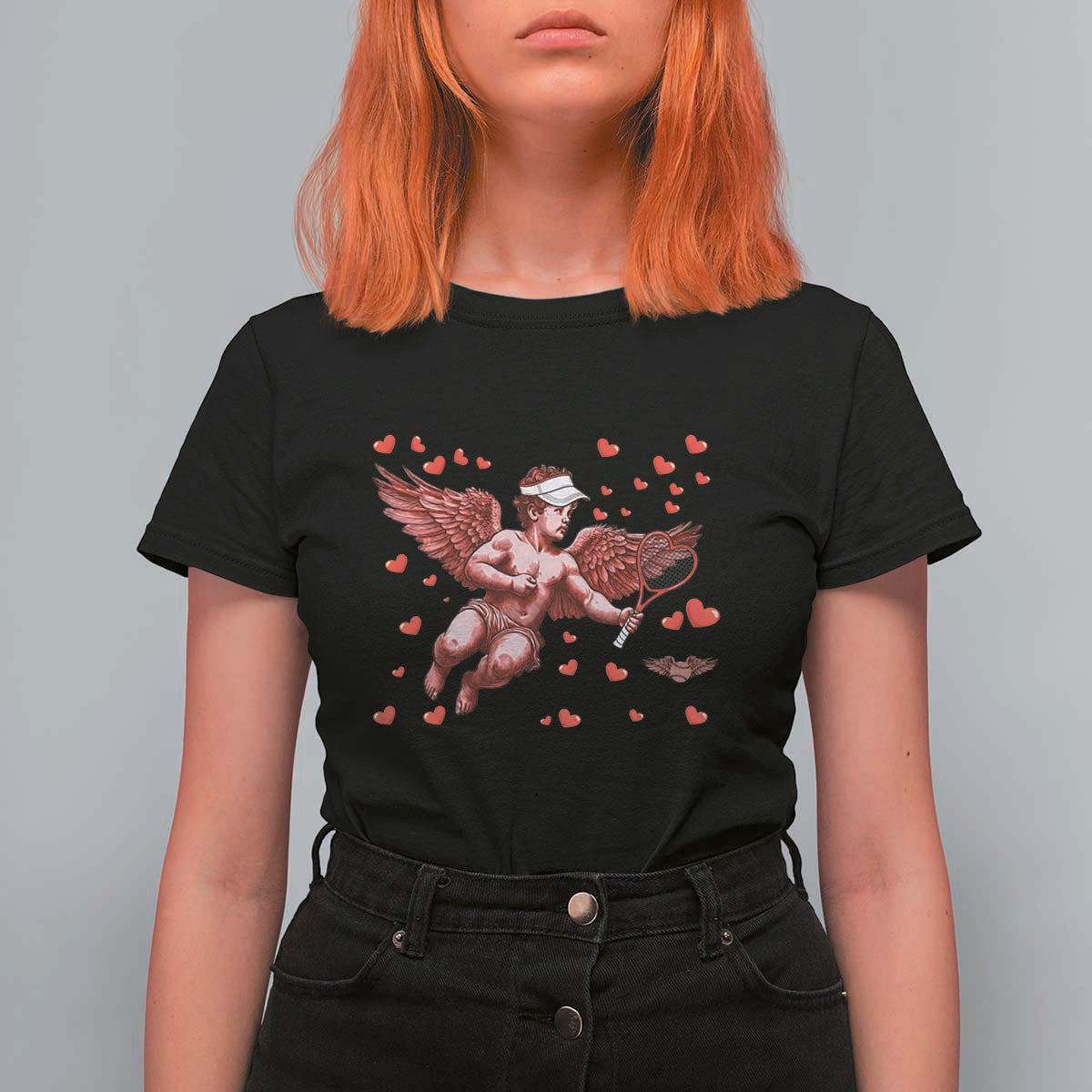 Cute Cupid Tennis Angel T Shirt For Women Valentines Day Gift - Wonder Print Shop