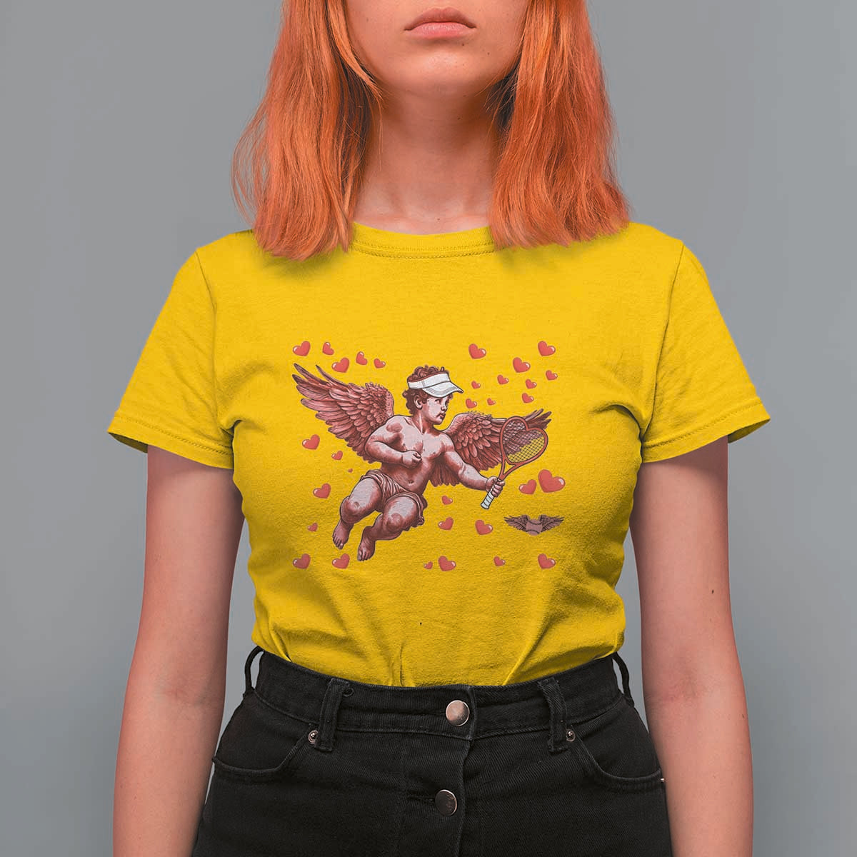 Cute Cupid Tennis Angel T Shirt For Women Valentines Day Gift - Wonder Print Shop