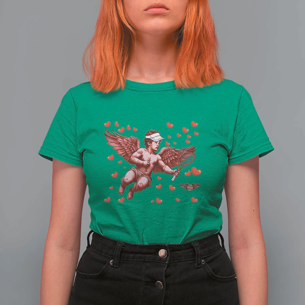 Cute Cupid Tennis Angel T Shirt For Women Valentines Day Gift - Wonder Print Shop