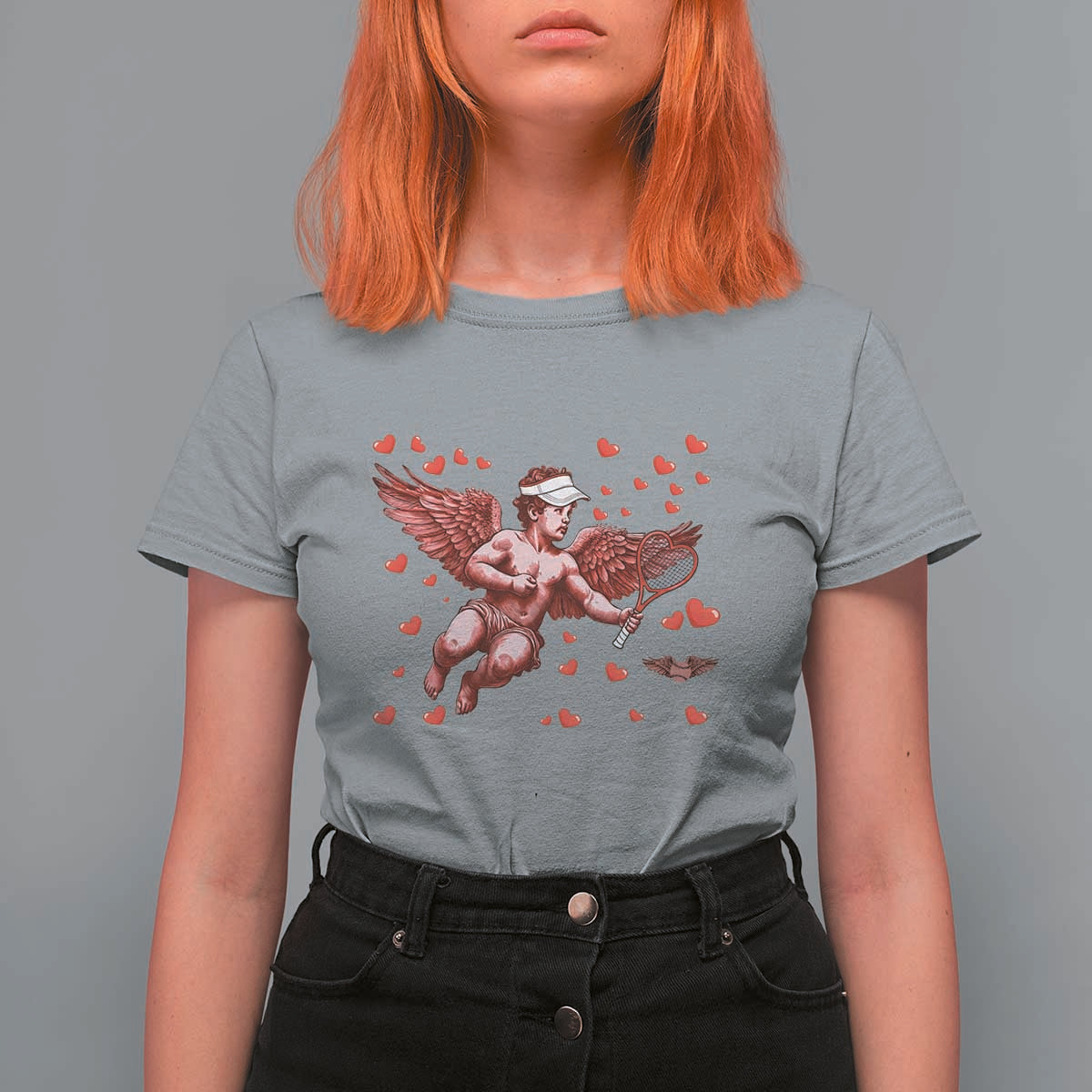 Cute Cupid Tennis Angel T Shirt For Women Valentines Day Gift - Wonder Print Shop