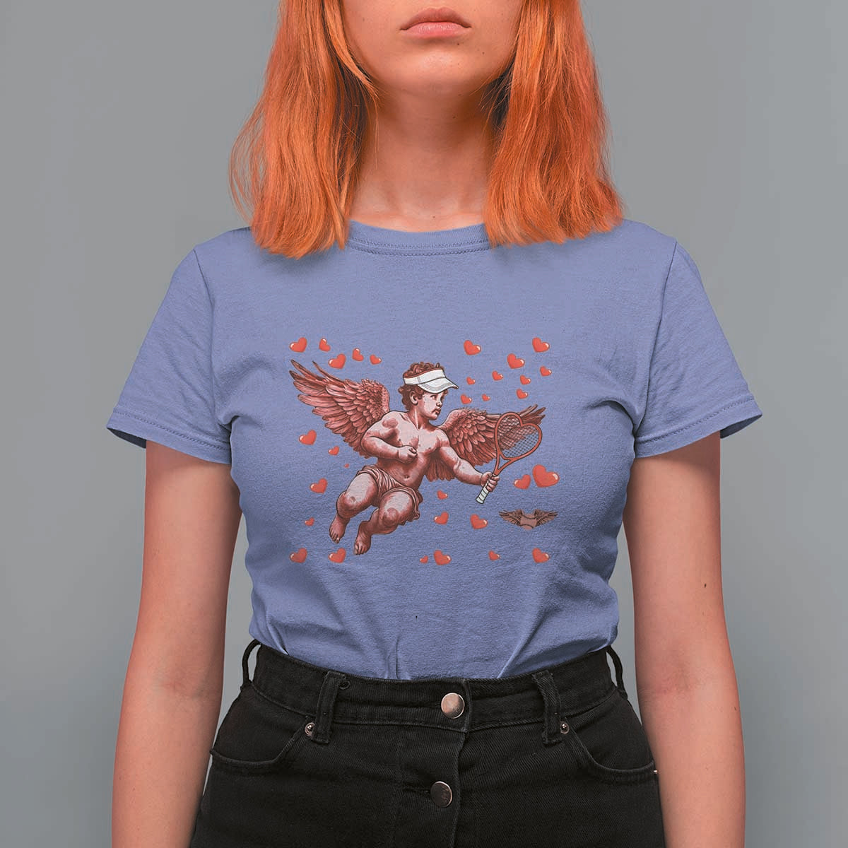 Cute Cupid Tennis Angel T Shirt For Women Valentines Day Gift - Wonder Print Shop