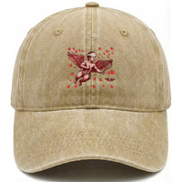 Cute Cupid Tennis Angel Washed Cotton Baseball Cap Valentines Day Gift
