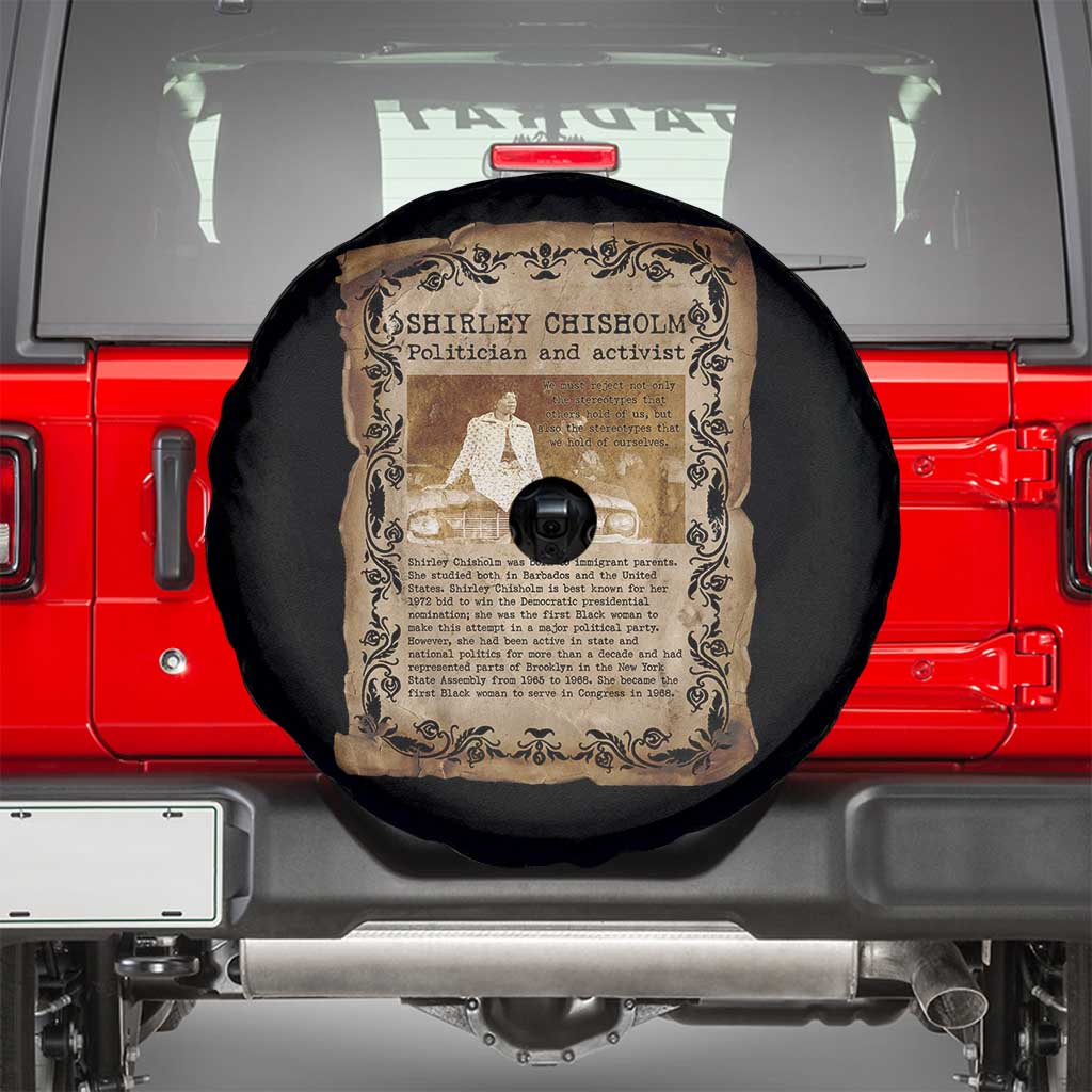 Vintage Newspaper Shirley Chisholm Spare Tire Cover Black History Month Gift
