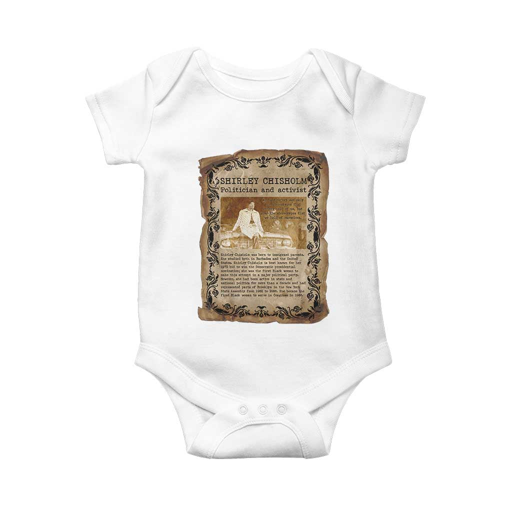 Vintage Newspaper Shirley Chisholm Baby Onesie Black History Month Gift