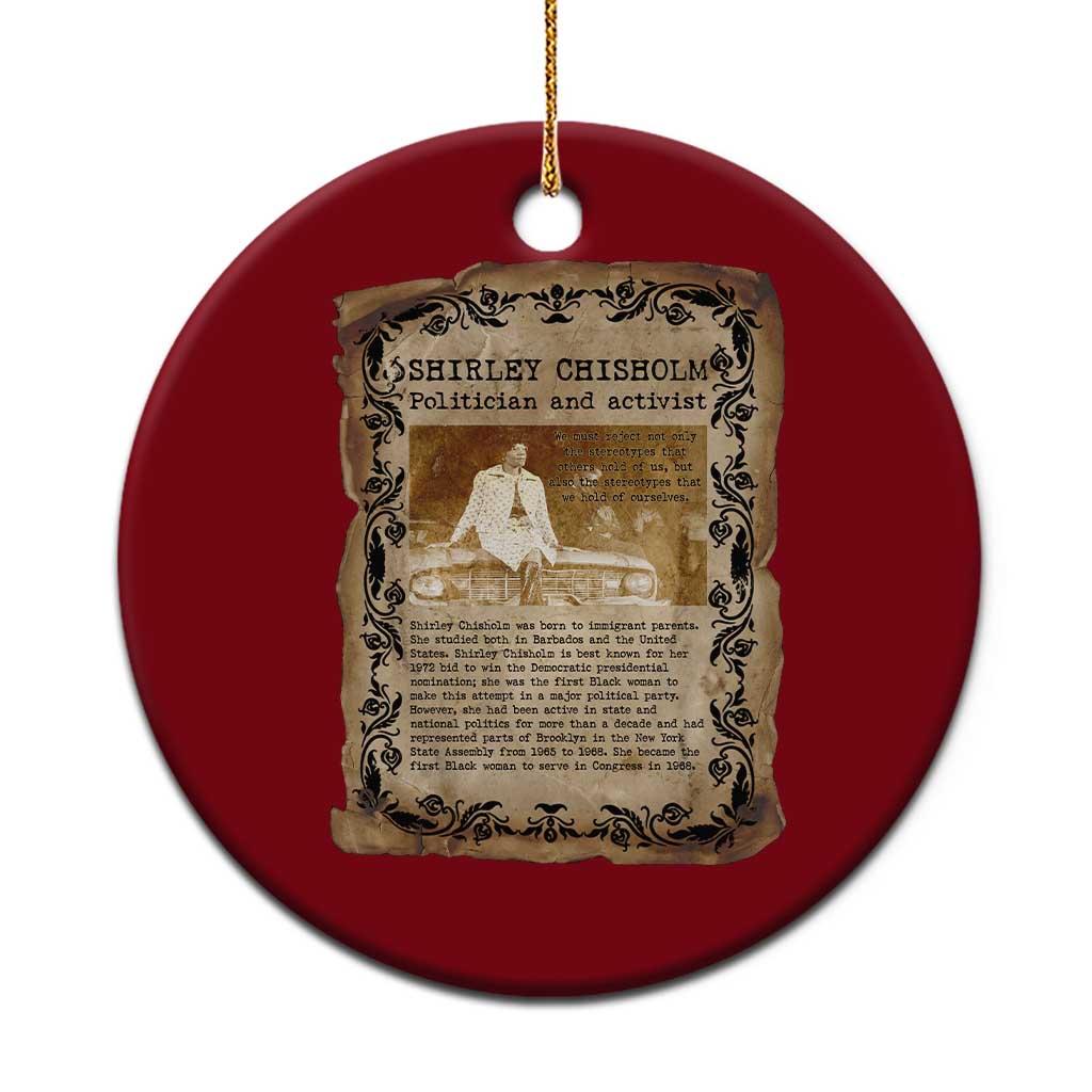 Vintage Newspaper Shirley Chisholm Ceramic Ornament Black History Month Gift