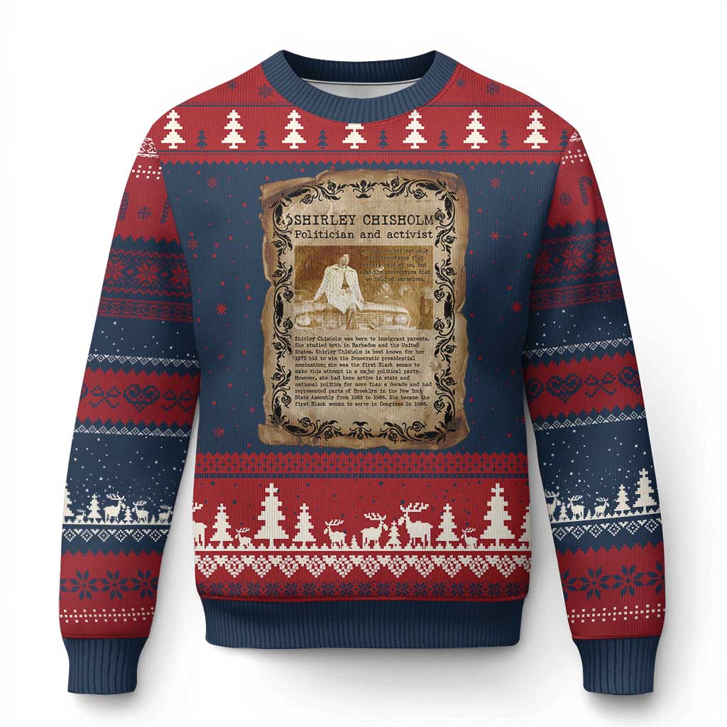Vintage Newspaper Shirley Chisholm Ugly Christmas Sweater Black History Month Gift