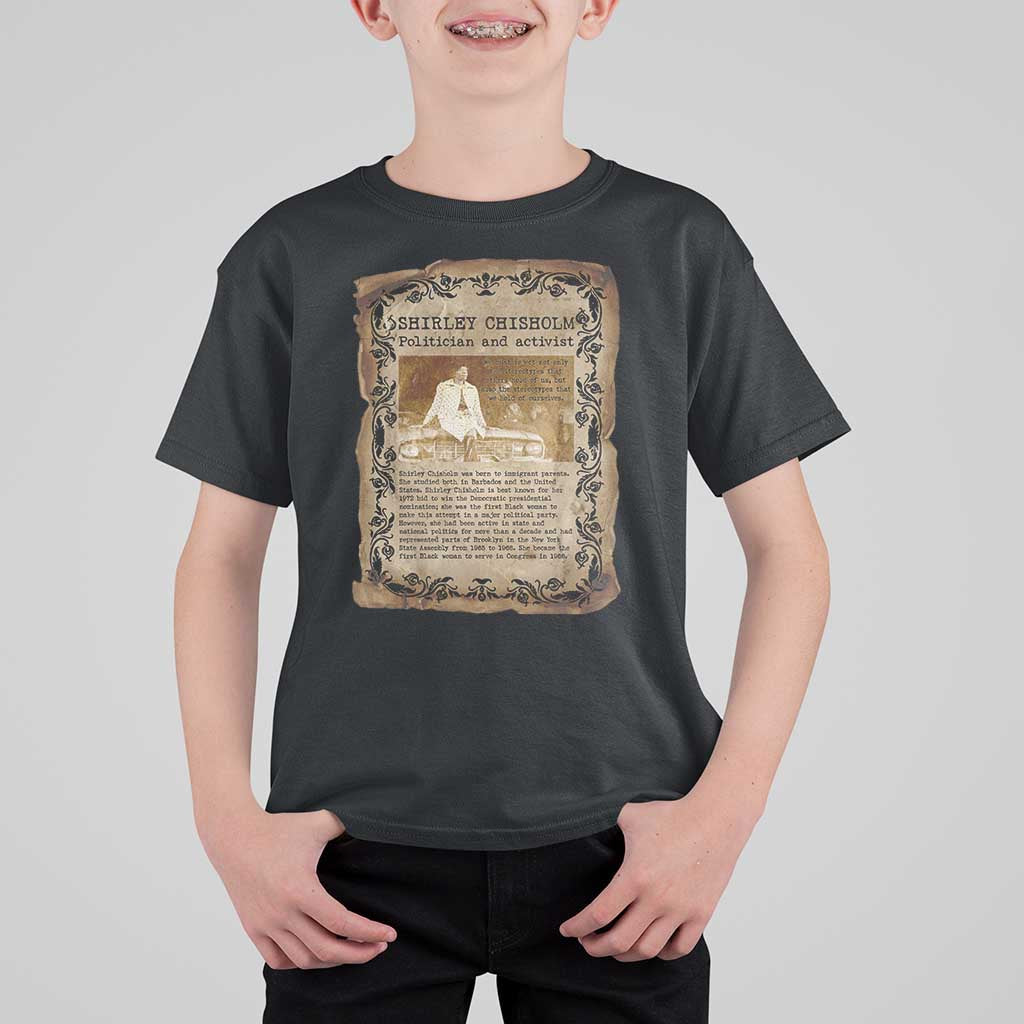 Vintage Newspaper Shirley Chisholm T Shirt For Kid Black History Month Gift