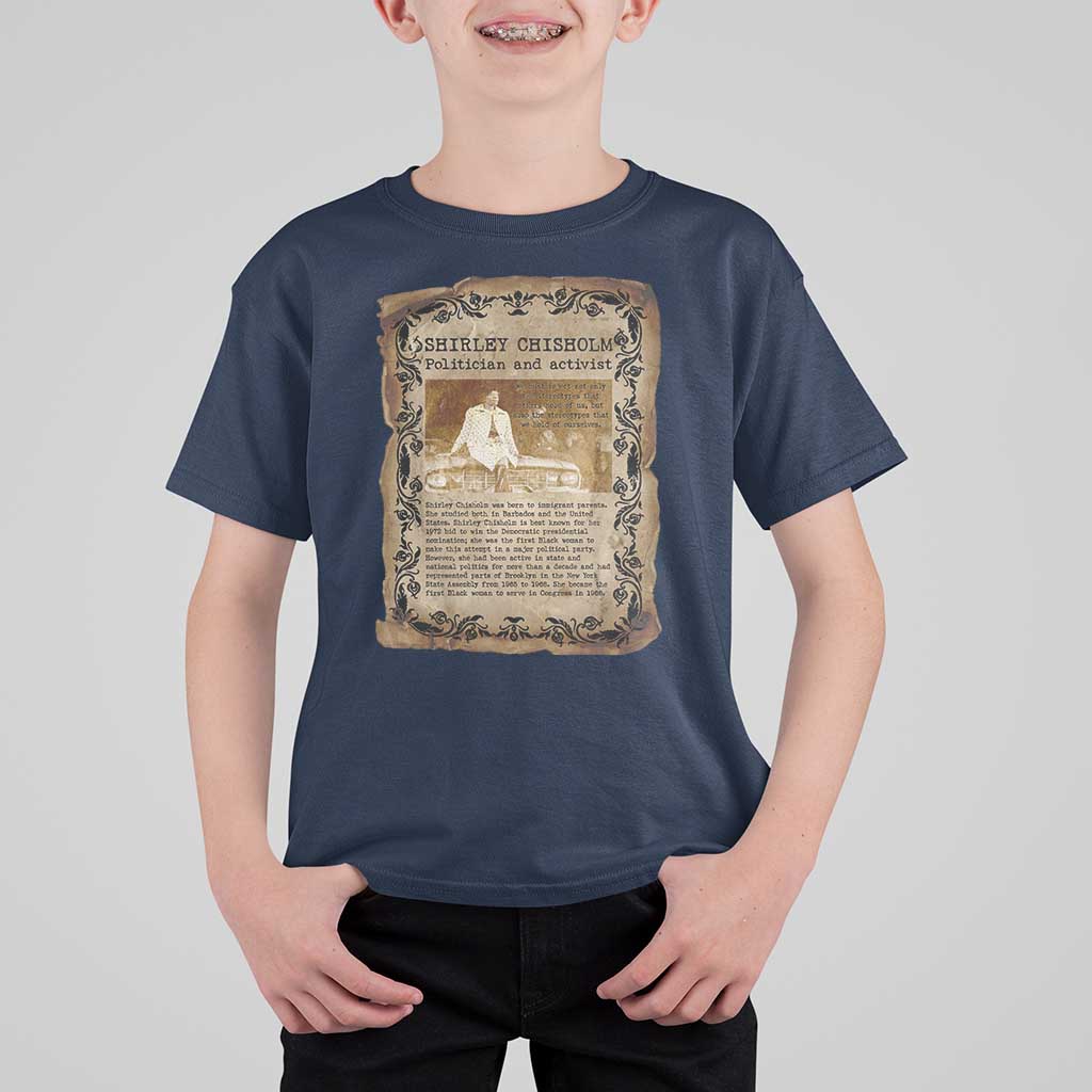 Vintage Newspaper Shirley Chisholm T Shirt For Kid Black History Month Gift