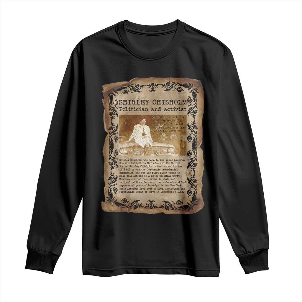 Vintage Newspaper Shirley Chisholm Long Sleeve Shirt Black History Month Gift
