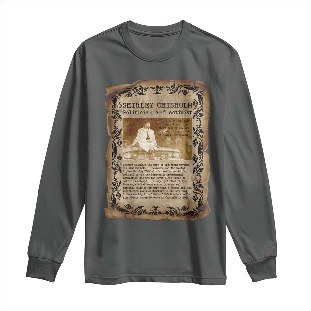 Vintage Newspaper Shirley Chisholm Long Sleeve Shirt Black History Month Gift