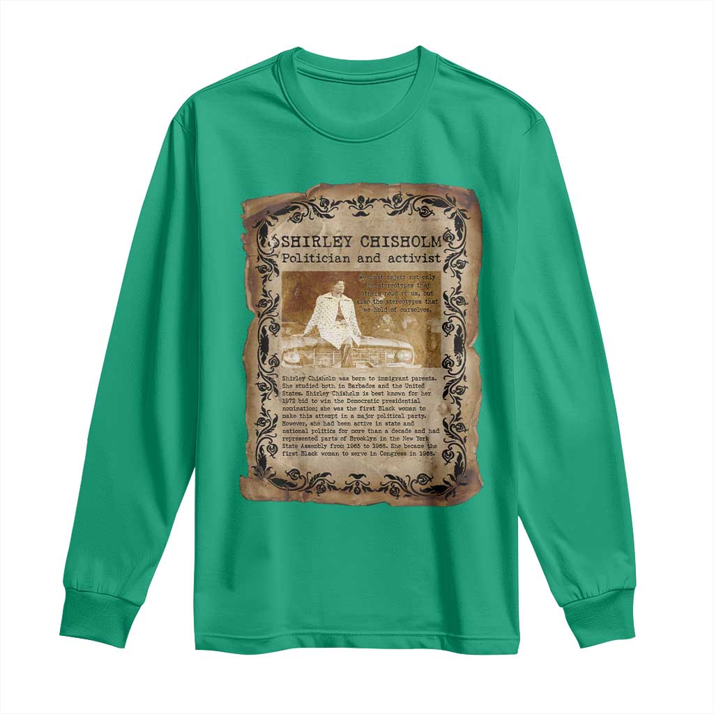 Vintage Newspaper Shirley Chisholm Long Sleeve Shirt Black History Month Gift