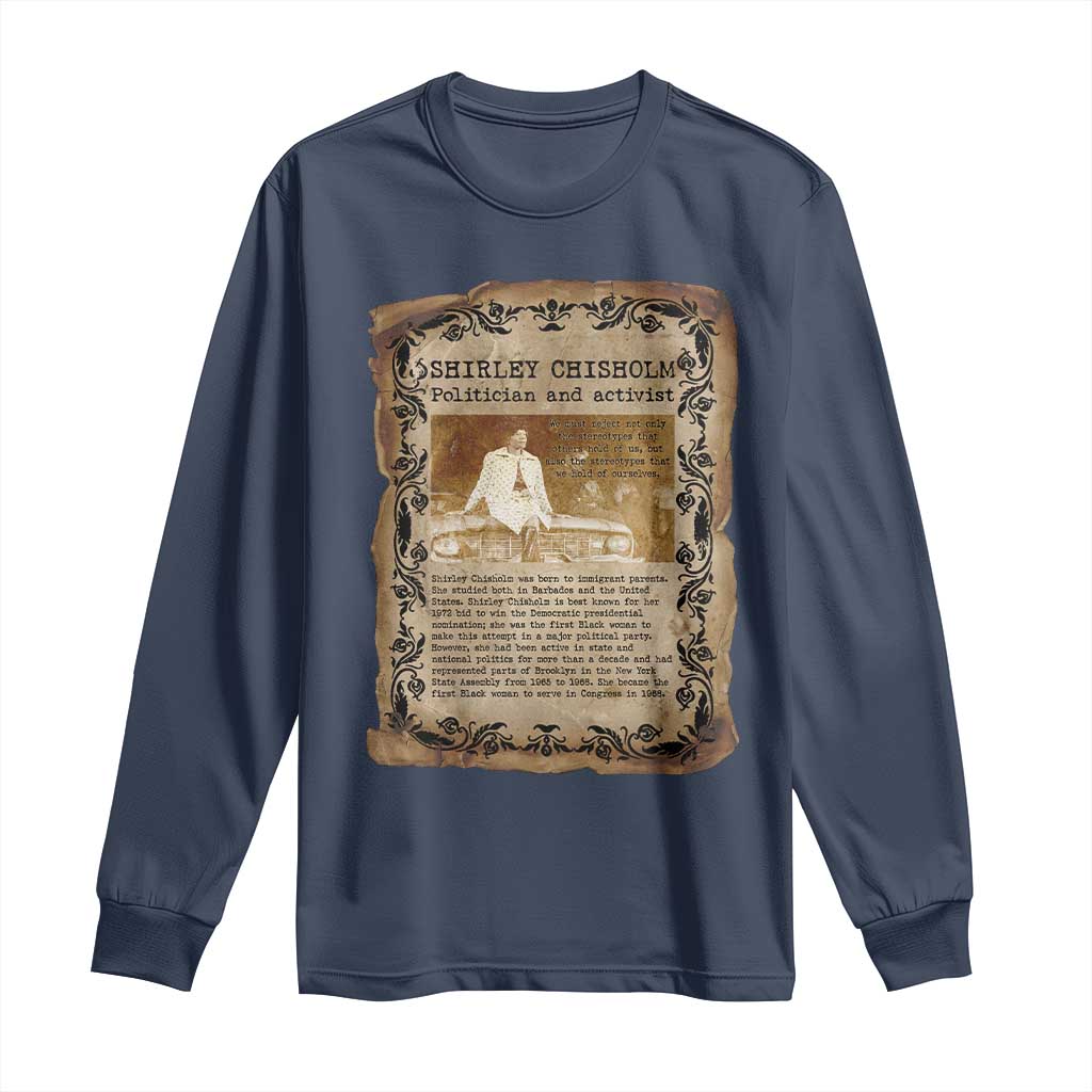 Vintage Newspaper Shirley Chisholm Long Sleeve Shirt Black History Month Gift