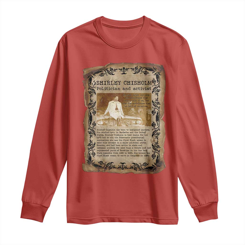 Vintage Newspaper Shirley Chisholm Long Sleeve Shirt Black History Month Gift