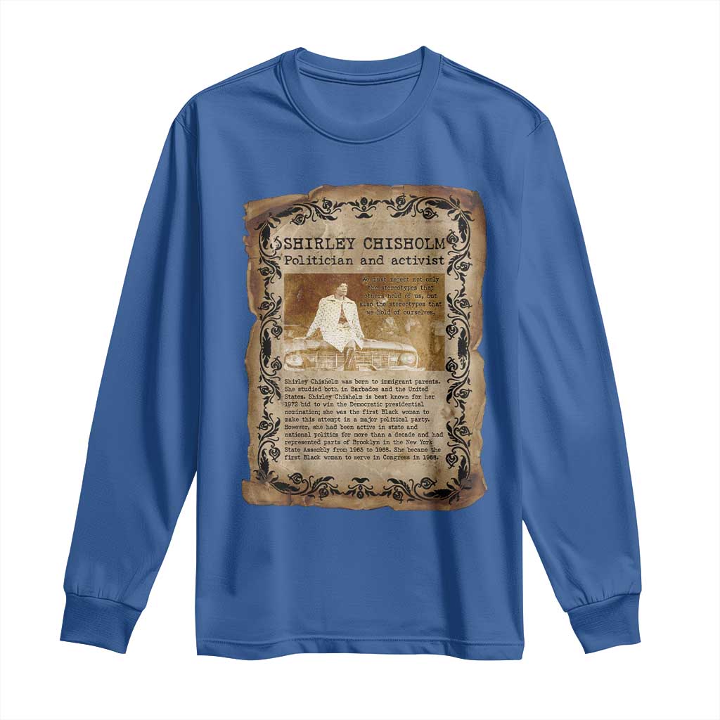Vintage Newspaper Shirley Chisholm Long Sleeve Shirt Black History Month Gift
