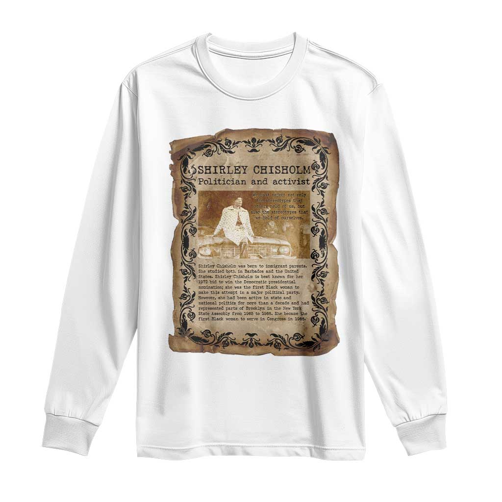 Vintage Newspaper Shirley Chisholm Long Sleeve Shirt Black History Month Gift
