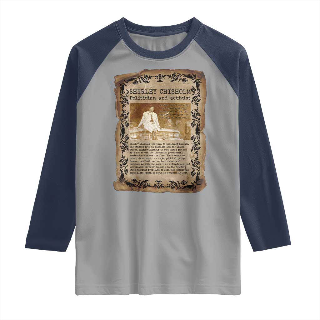Vintage Newspaper Shirley Chisholm Raglan Shirt Black History Month Gift