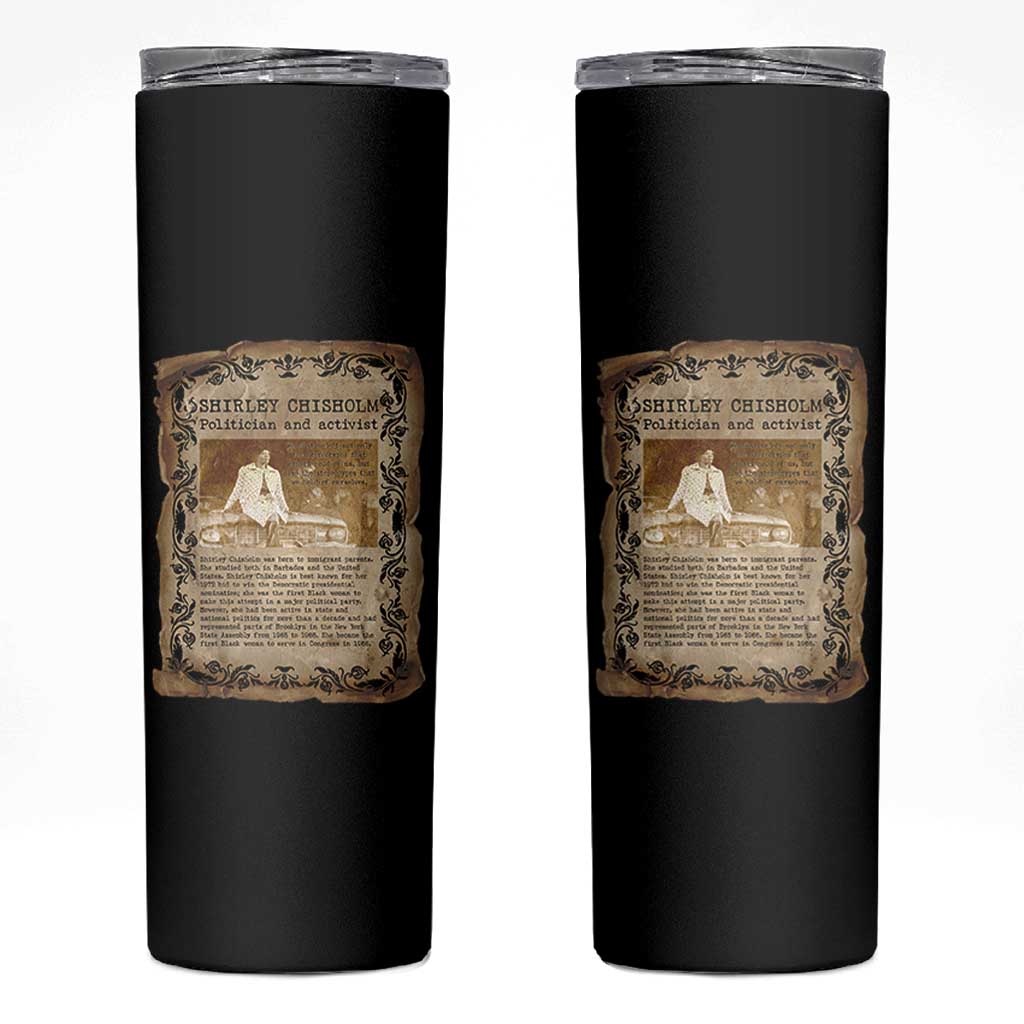 Vintage Newspaper Shirley Chisholm Skinny Tumbler Black History Month Gift