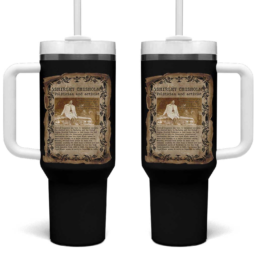 Vintage Newspaper Shirley Chisholm Tumbler With Handle Black History Month Gift