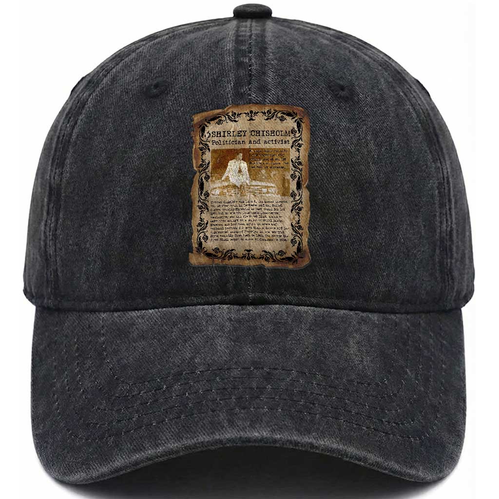 Vintage Newspaper Shirley Chisholm Washed Cotton Baseball Cap Black History Month Gift