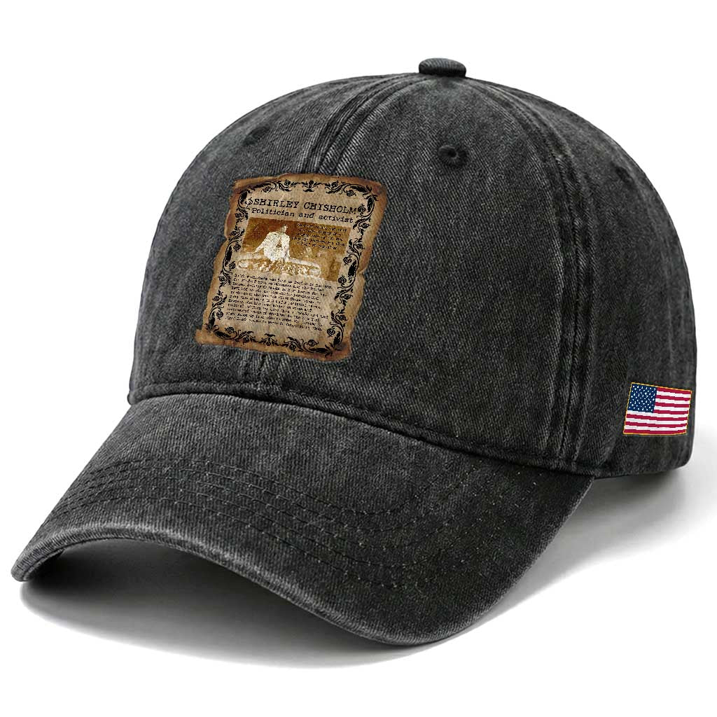Vintage Newspaper Shirley Chisholm Washed Cotton Baseball Cap Black History Month Gift