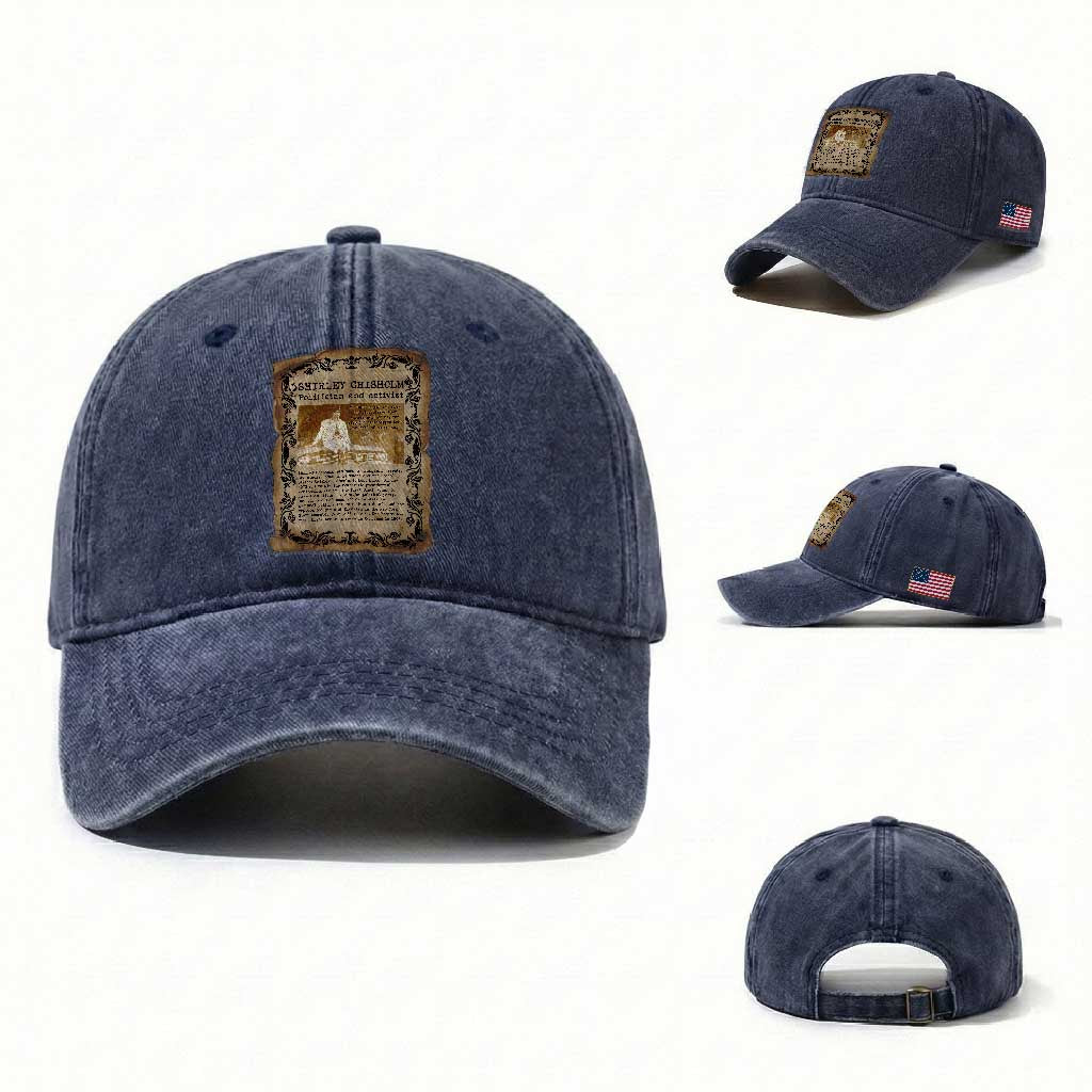 Vintage Newspaper Shirley Chisholm Washed Cotton Baseball Cap Black History Month Gift