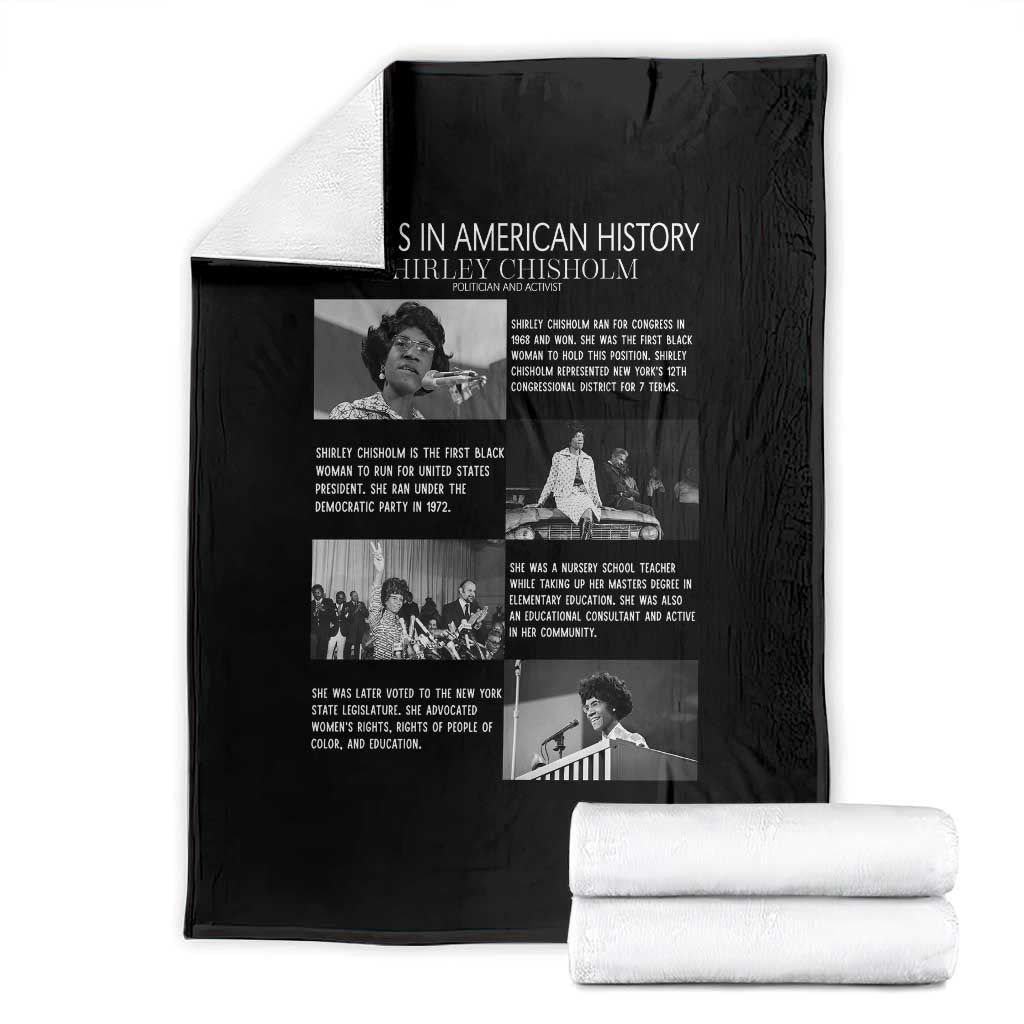 Shirley Chisholm Throw Blanket Black Woman Leadership Icon
