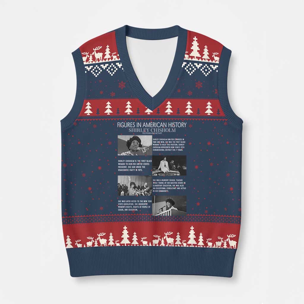 Shirley Chisholm V-Neck Knit Sweater Vest Black Woman Leadership Icon