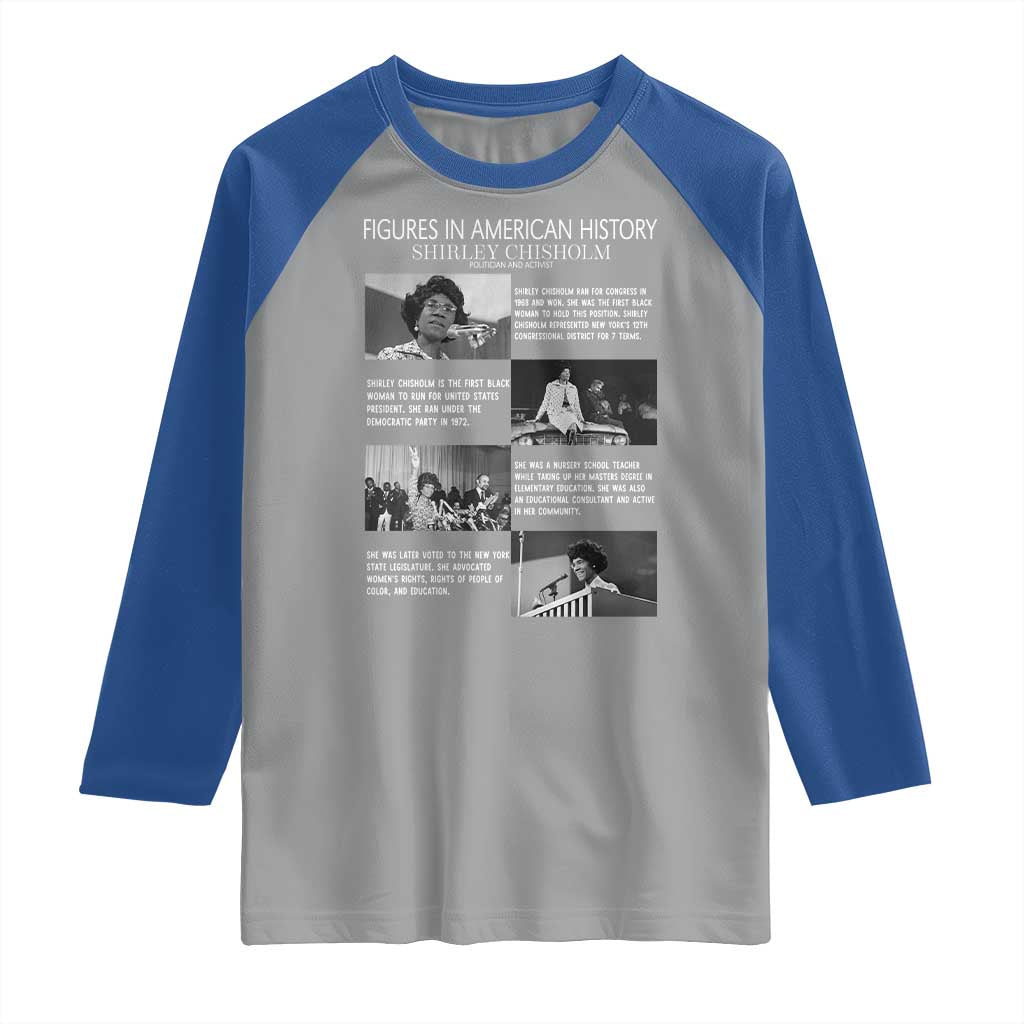 Shirley Chisholm Raglan Shirt Black Woman Leadership Icon