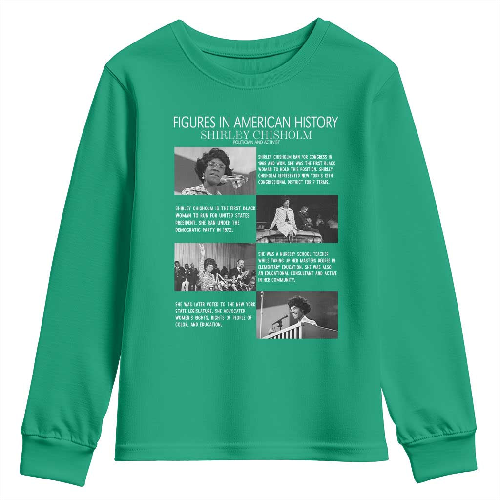 Shirley Chisholm Youth Sweatshirt Black Woman Leadership Icon